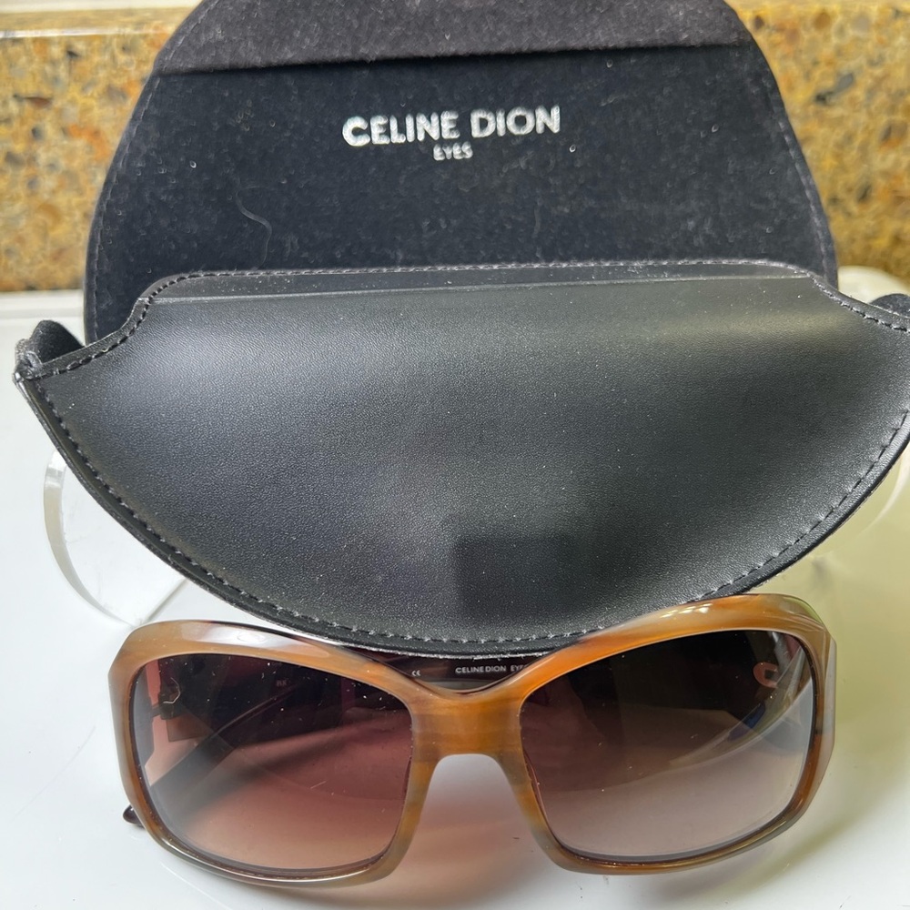 Celine Dion Preowned women’s brown sunglasses and case - Picture 2 of 16